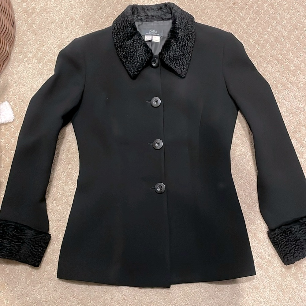 Zara Jacket with faux fur collar and sleeve.